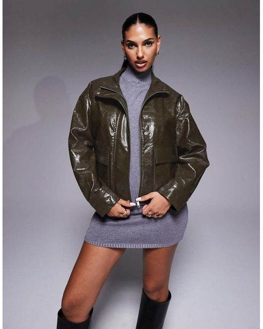 River Island Brown Faux Leather Jacket