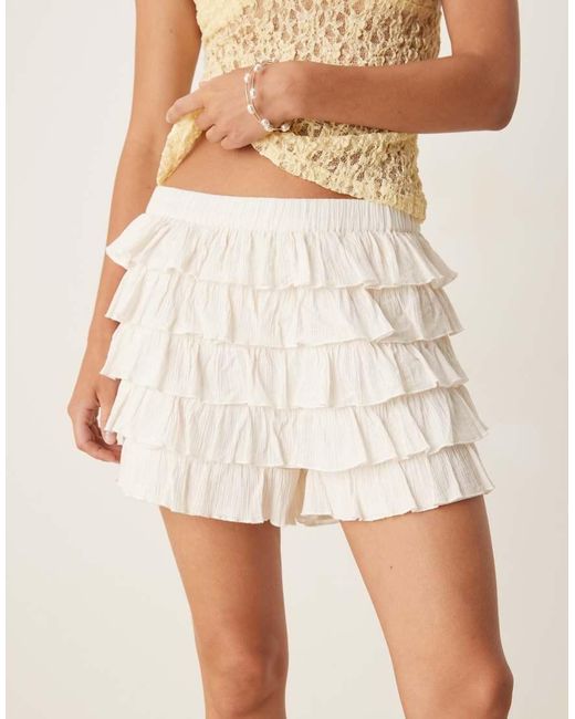 esmé studios Natural Esmee Exclusive Ruffle Micro Beach Shorts