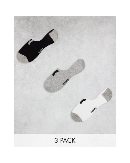 Hurley White One And Only 3 Pack No Show Socks for men