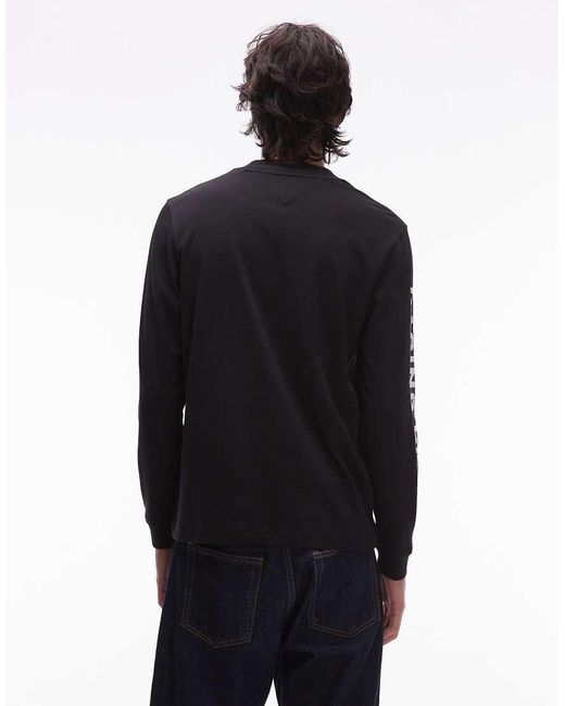 Tommy Hilfiger Black Chest Racing Logo Long Sleeve T-Shirt for men