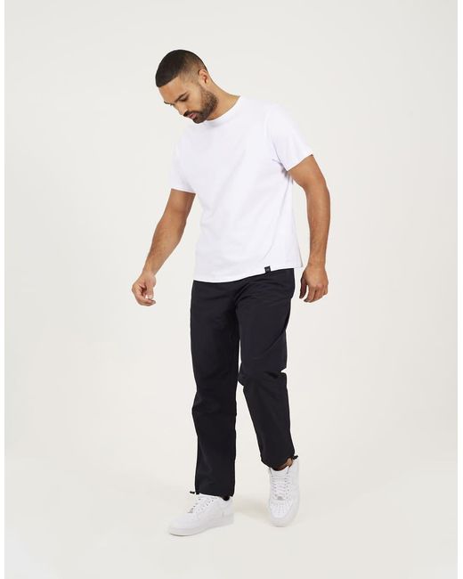Brave Soul Blue Taslan Loose Fit Cuffed Cargo Trousers for men