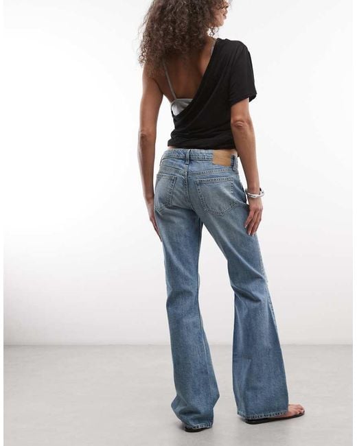 Weekday Blue Nova Low Waist Slim Flare Jeans