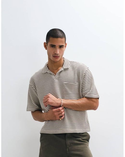 Reclaimed Vintage White Striped Polo for men