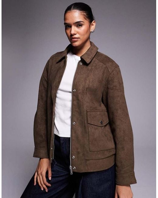 River Island Brown Faux Suede Relaxed Fit Jacket