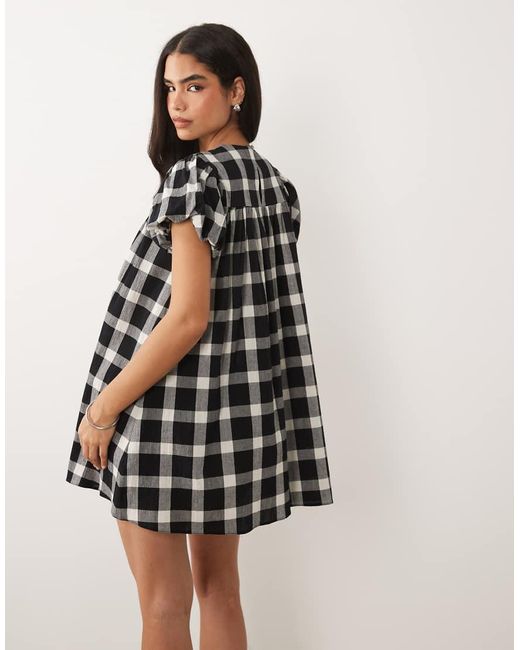 ASOS White Puff Sleeve Baby Doll Mini Dress
