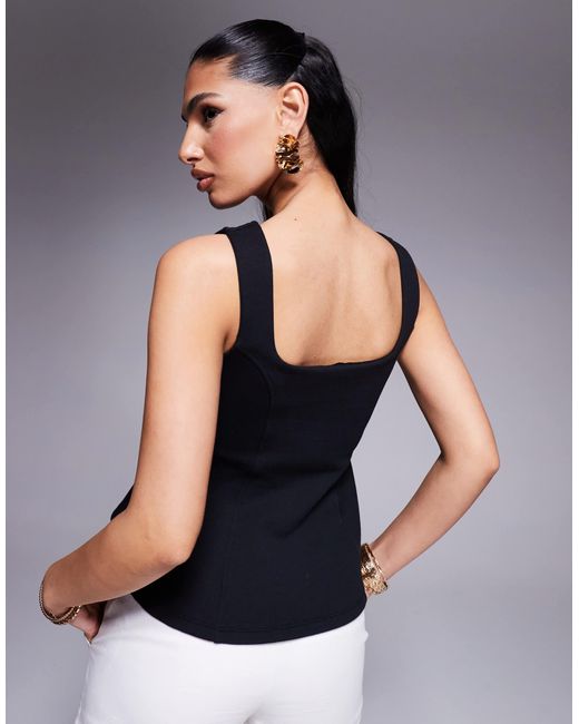 ASOS Blue Premium Ponte Cinched Waist Corset Top