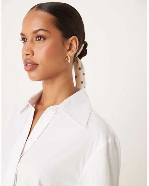 Mango Natural Long Sleeve Curved Hem Shirt