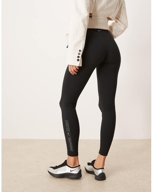 Nike Black Nike One Training Dri-fit Gym Life Swoosh High Waisted leggings