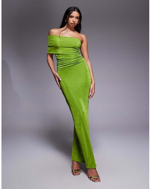 Vestito Lungo Fasciante Sinuoso A Doppio Strato Multiposizione di Aria Cove in Green