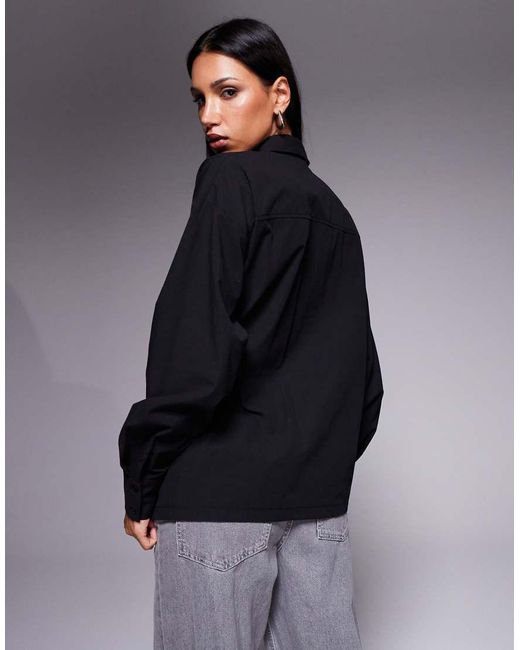 ASOS Gray Cinch Overwrap Bow Detail Oversized Shirt