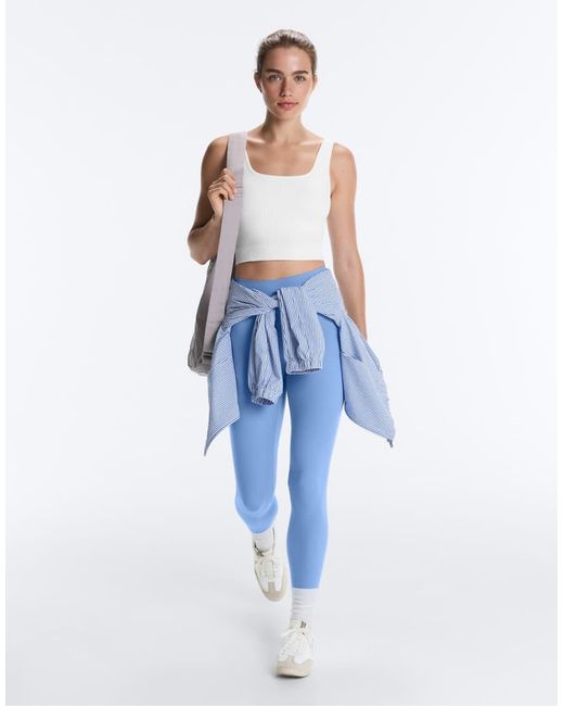 Oysho Blue Seamless Square Neck Tank Top