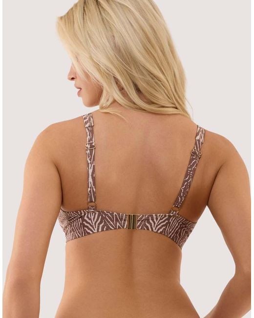 Wolf & Whistle Multicolor Raquel Tiger Print Crop Bikini Top With Tortoise Shell Ring