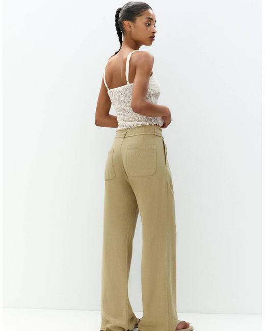Pull&Bear Natural – weit geschnittene hose