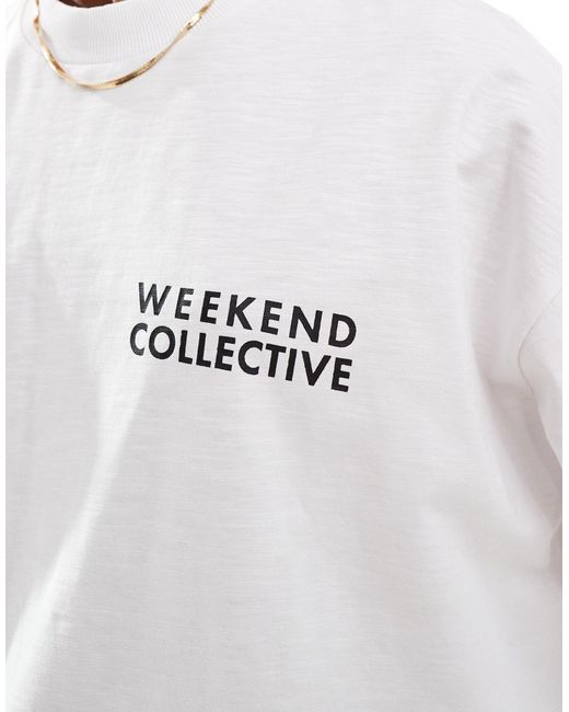 Asos design weekend collective - t-shirt bianca con logo di ASOS in White