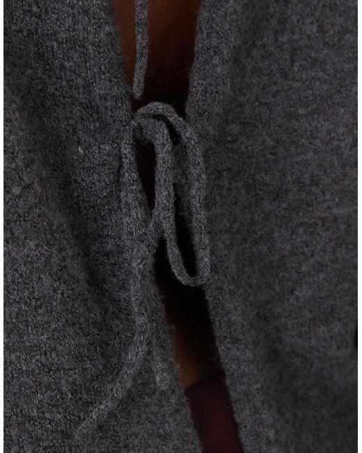 Noisy May Gray Tie Front Reversible Jumper