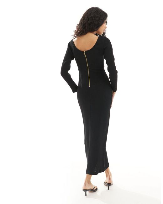 Closet Black Ribbed Bodycon Maxi Dress With Side Split