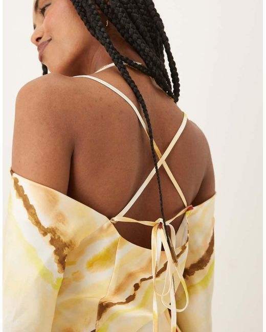 Pretty Lavish Natural Ettore Cold Shoulder Long Sleeve Maxi Dress