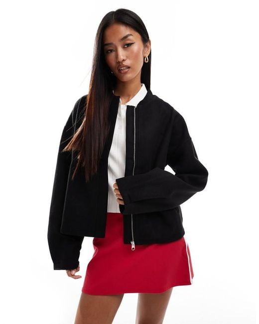 Pieces Red Cropped Bomber Jacket