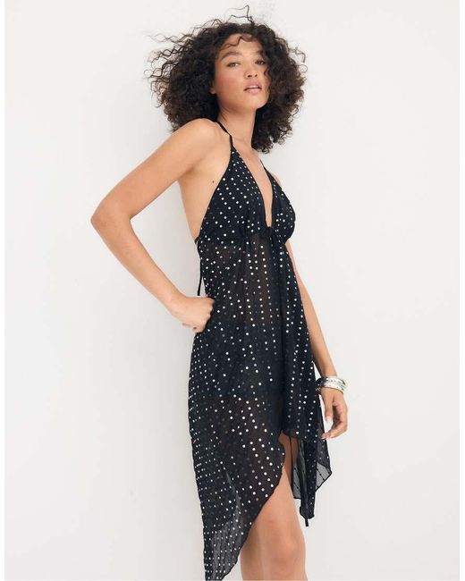 Stradivarius Blue Sequin Flowing Top