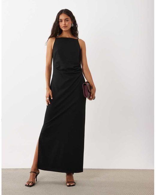 Aware White Sleeveless Boat Neck Maxi Dress
