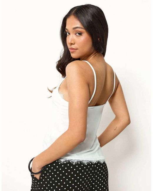 PixieGirl Blue Petite Lace Trim Asymmetric Vest Top