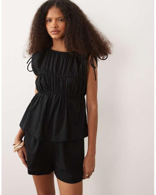 ASOS Black Double Layer Playsuit With Tie Detail