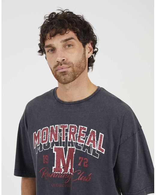 Brave Soul Blue Acid Wash Relaxed Fit T-Shirt for men