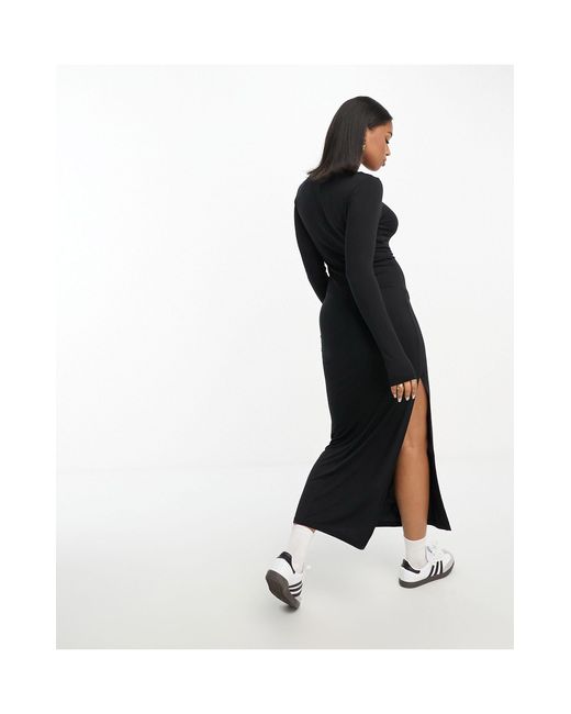 Monki Black – langärmliges jersey-kleid