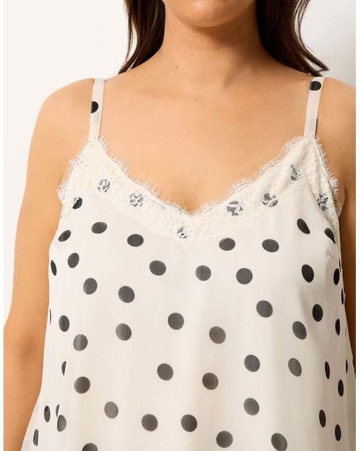 Yours Clothing White Polka Dot Lace Vest Top