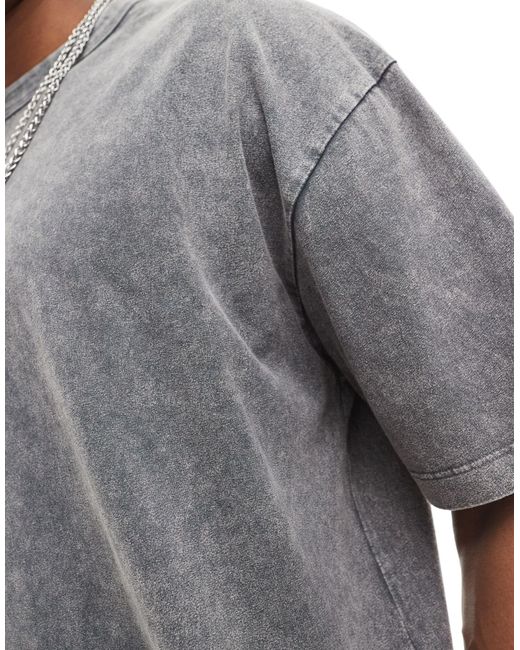 Camiseta gris lavado extragrande ASOS de hombre de color Gray