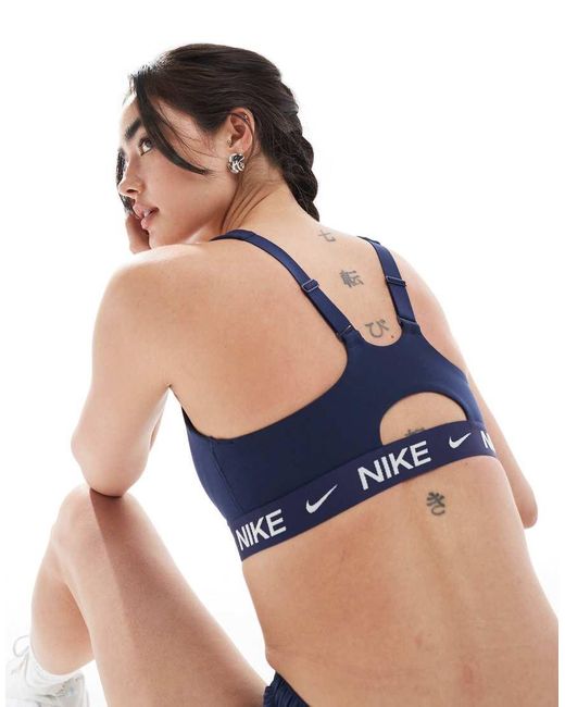 Nike Blue Indy High Support Front Zip Sports Bra