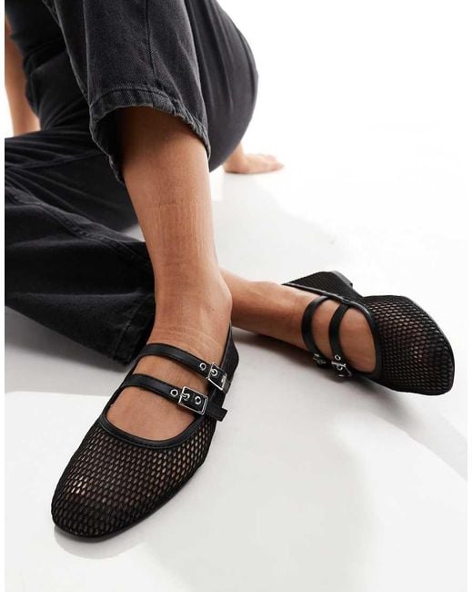 Bershka Black Mesh Ballet Pumps