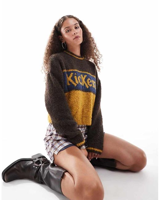 Kickers Multicolor Boucle Boxy Fit Knitted Jumper With Logo