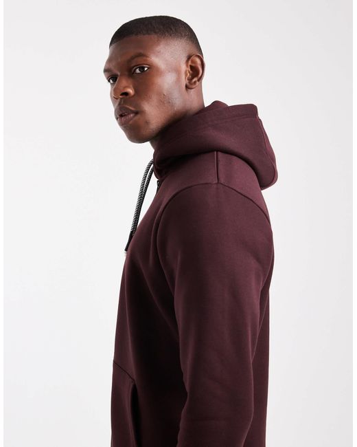 Brave Soul Red Zip Through Hoodie With Drawcords for men