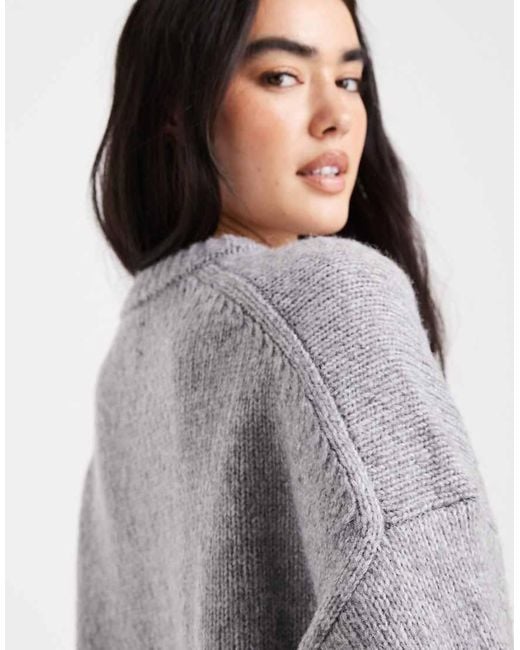 ASOS Oversized Trui Met Ronde Hals En Ronde Zoom in het Gray