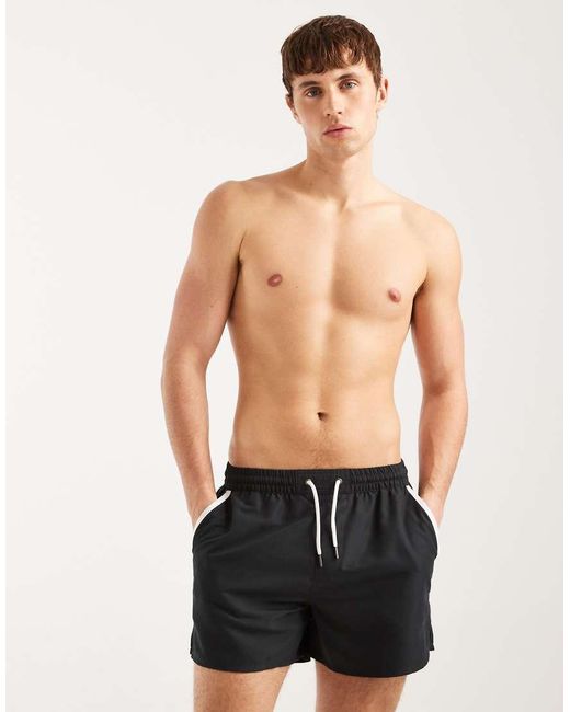 Aray Black Swimshort With Contrast Piping for men