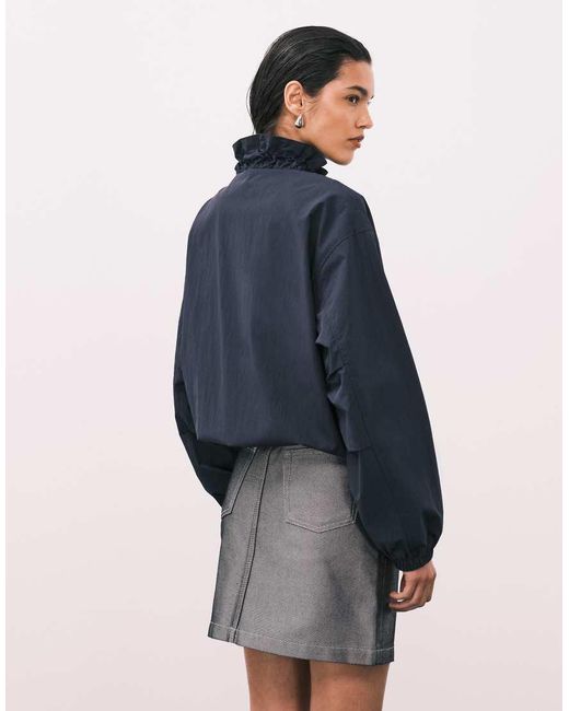 ASOS Blue Bubble Hem Nylon Track Jacket