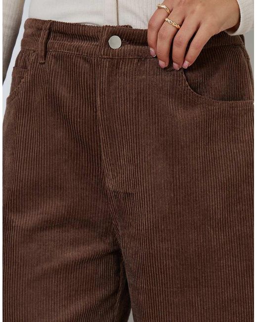 Threadbare Brown Corduroy Barrel Leg Trouser