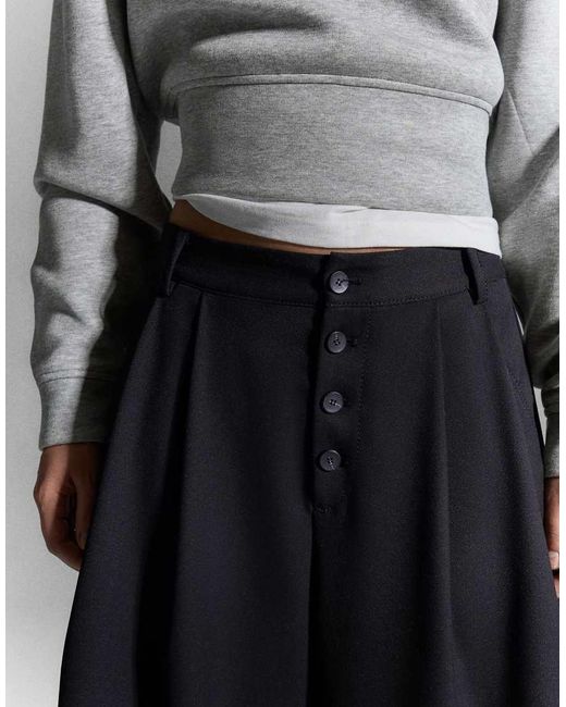 Bershka Gray Stripe Culottes Shorts