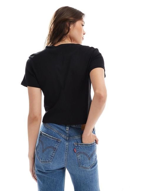 Monki Black Shrunken Tee
