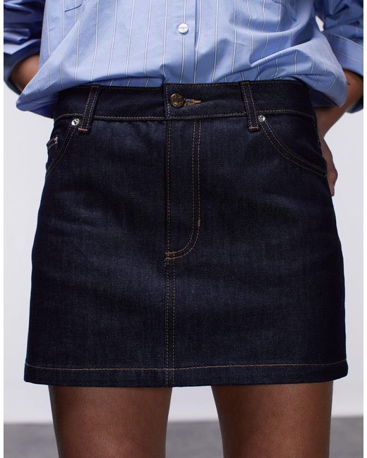 TOPSHOP Blue Denim Mini Pelmet Skirt