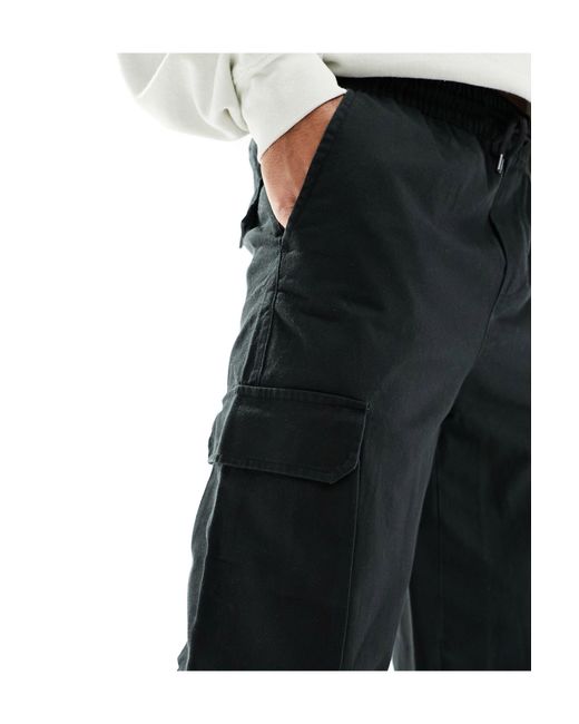 Only & Sons Black Loose Fit Cargo Pants for men