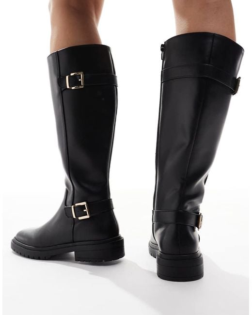 New Look White Faux-leather Trim Chunky Chelsea Boots