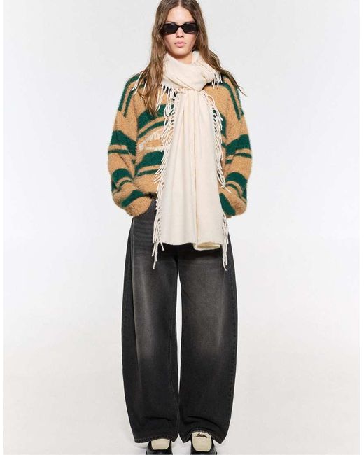 Sciarpa Con Frange di Pull&Bear in Natural