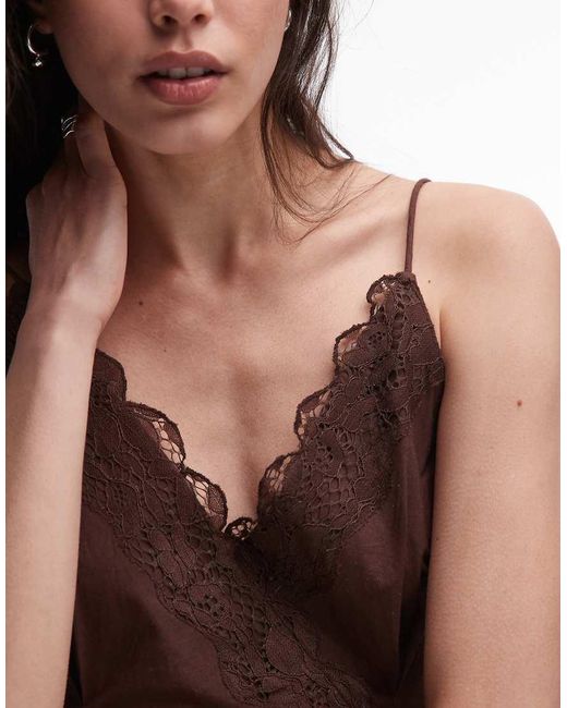 TOPSHOP Blue Lace Asymmetric Hem Cami