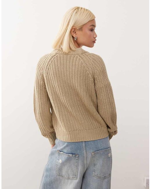 Cardigan Con Scollo A V di Noisy May in Natural