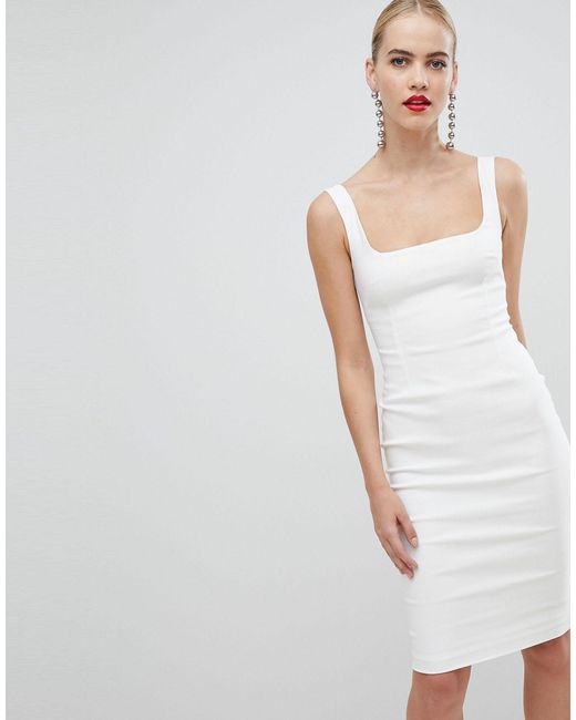 Vesper White – es bleistiftkleid mit geradem ausschnitt