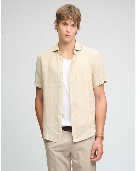 Superdry Natural Riviera Short Sleeve Linen Shirt for men