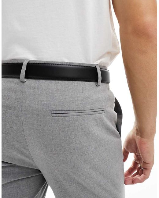 New Look Gray Faux Leather Smart Belt for men