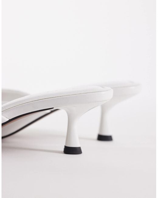 ASOS Wide Fit High-Five Kitten Heel Mules in White | Lyst